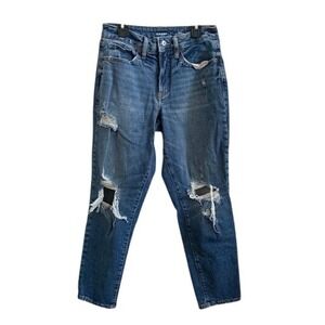 Old Navy Curvy High Rise O G Straight Jeans Medium Wash Distressed Size 6‎